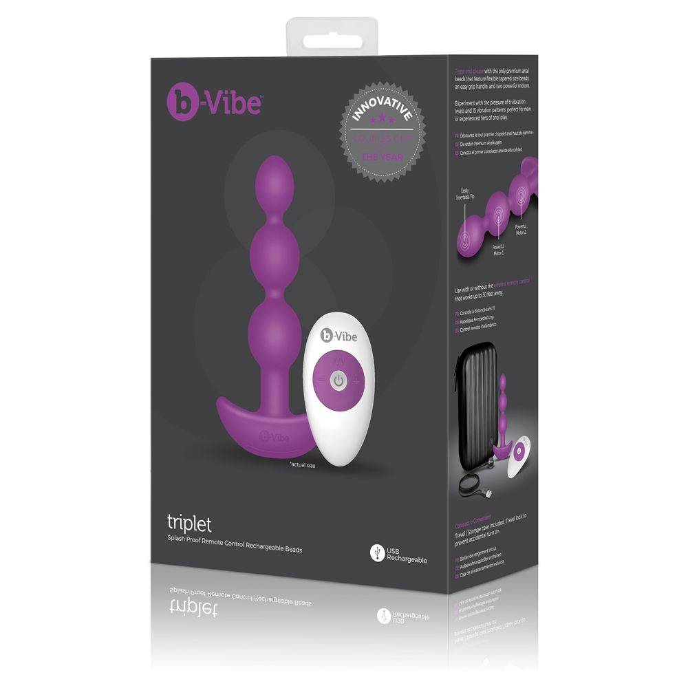 B-Vibe Triplet Anal Beads Fuchsia/Silver - Adult Outlet