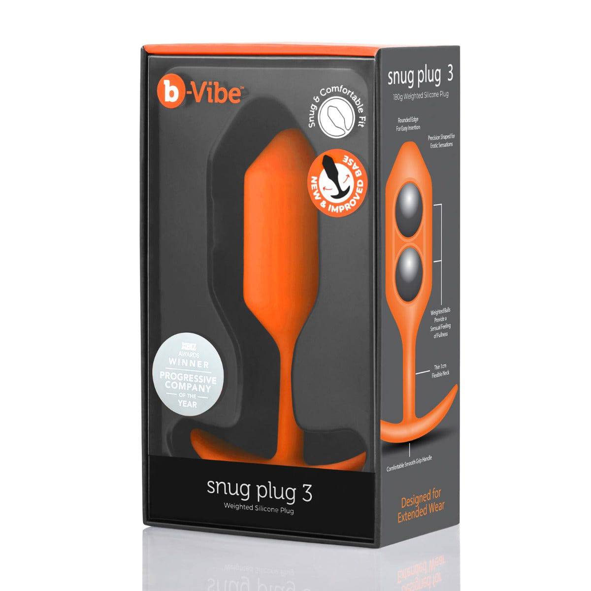 B-Vibe Snug Plug 3 Butt Plug Orange - Adult Outlet