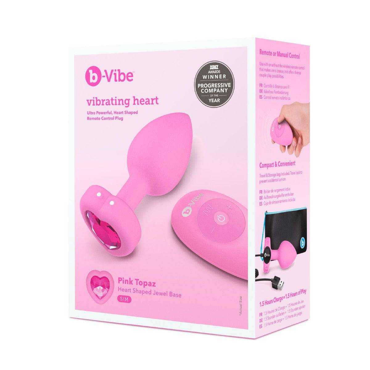 B-Vibe Vibrating Heart Plug Pink S/M - Adult Outlet