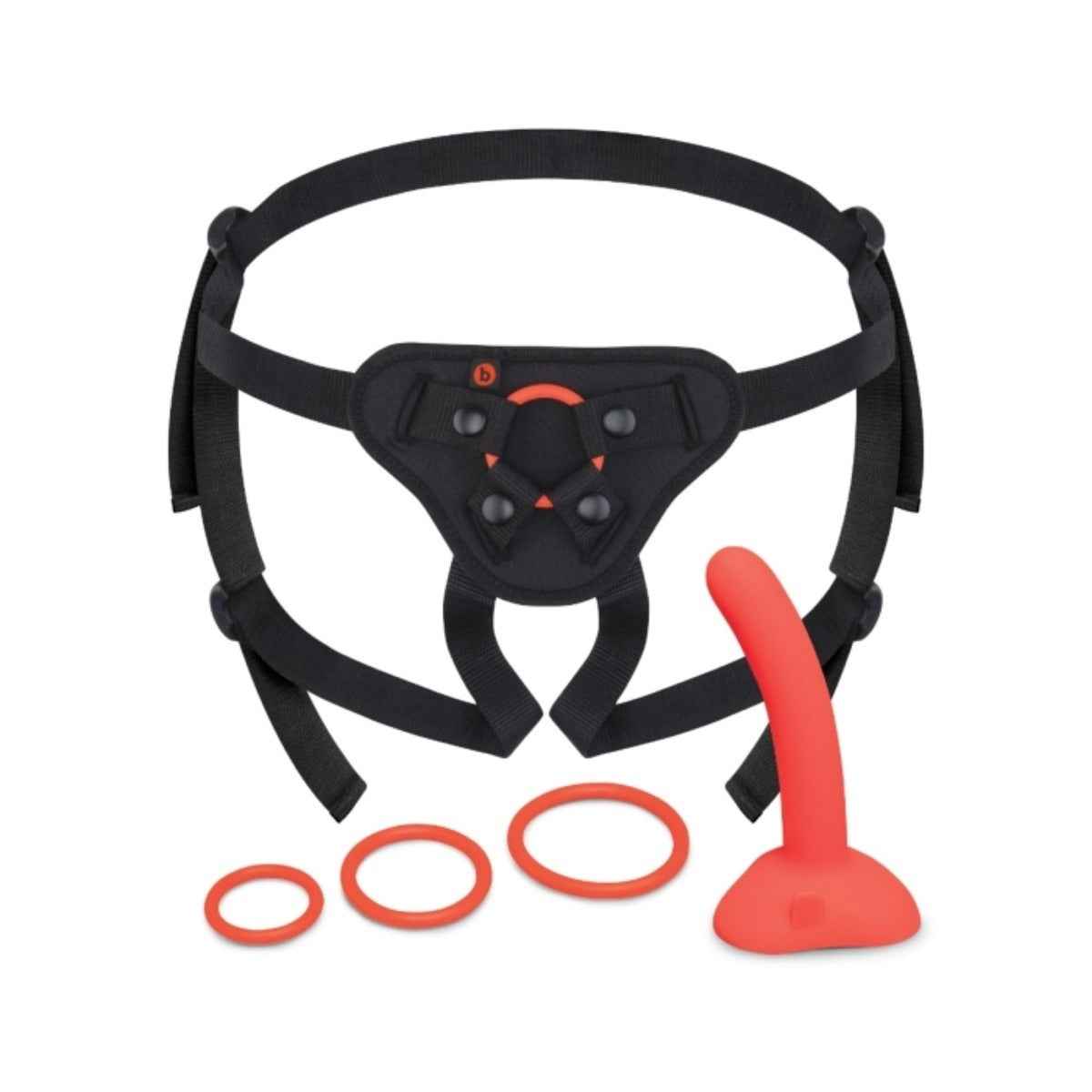 b-Vibe Beginners Strap-On Harness Set - Red Black