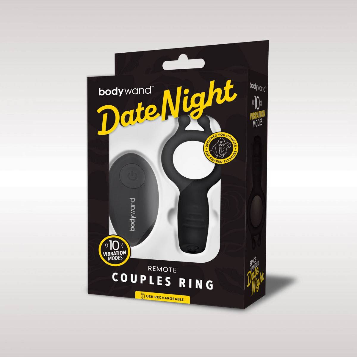 Bodywand Date Night Vibrating Couples Ring With Remote - Black - Adult Outlet