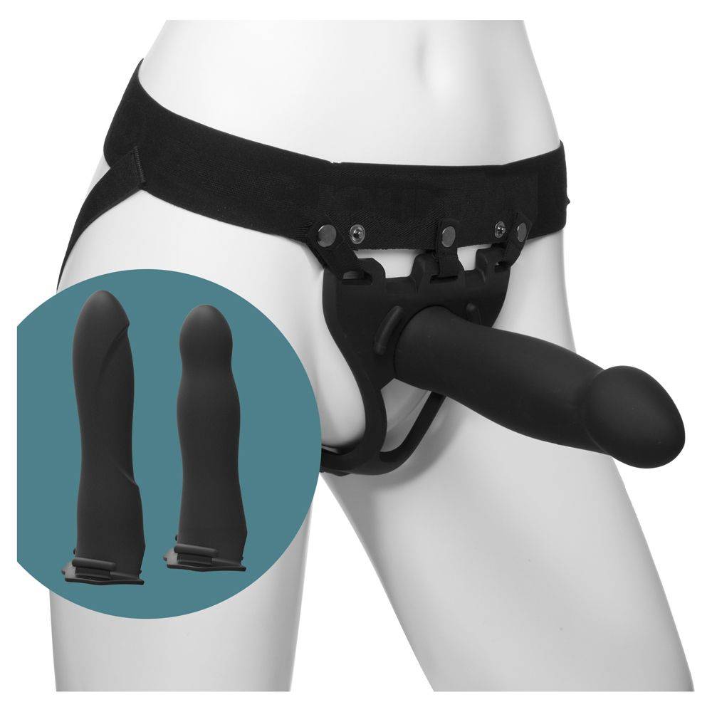 Doc Johnson Body Extensions Hollow Strap On 4 Piece Set Black - Adult Outlet