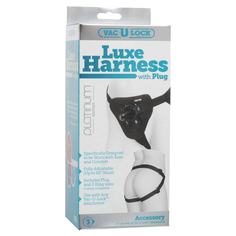 Doc Johnson Vac U Lock Platinum Luxe Harness With Plug Black - Adult Outlet