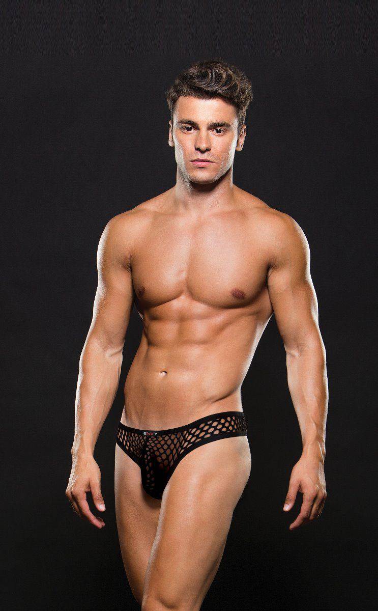 Envy Modern Fishnet Thong Black M/L - Adult Outlet