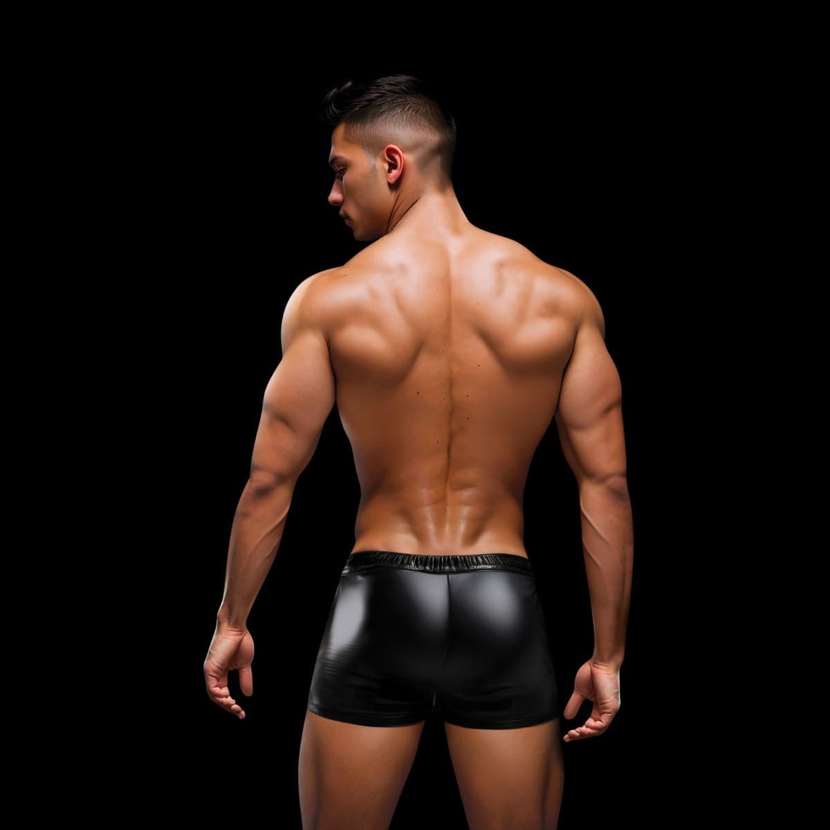 Envy Lace-Up Wetlook Trunks-Black/Red-L/XL - Adult Outlet