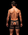 Envy Snap Down Mesh Boxer Brief-Black/Red-L/XL - Adult Outlet