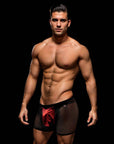 Envy Snap Down Mesh Boxer Brief-Black/Red-L/XL - Adult Outlet