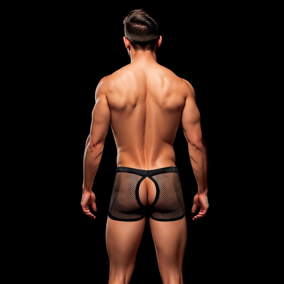 Envy Snap Down Mesh Boxer Brief-Black-S/M - Adult Outlet