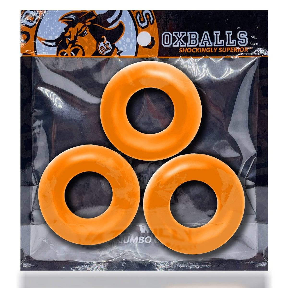 Oxballs Fat Willy 3 Pack Jumbo Cock Rings Orange - Adult Outlet