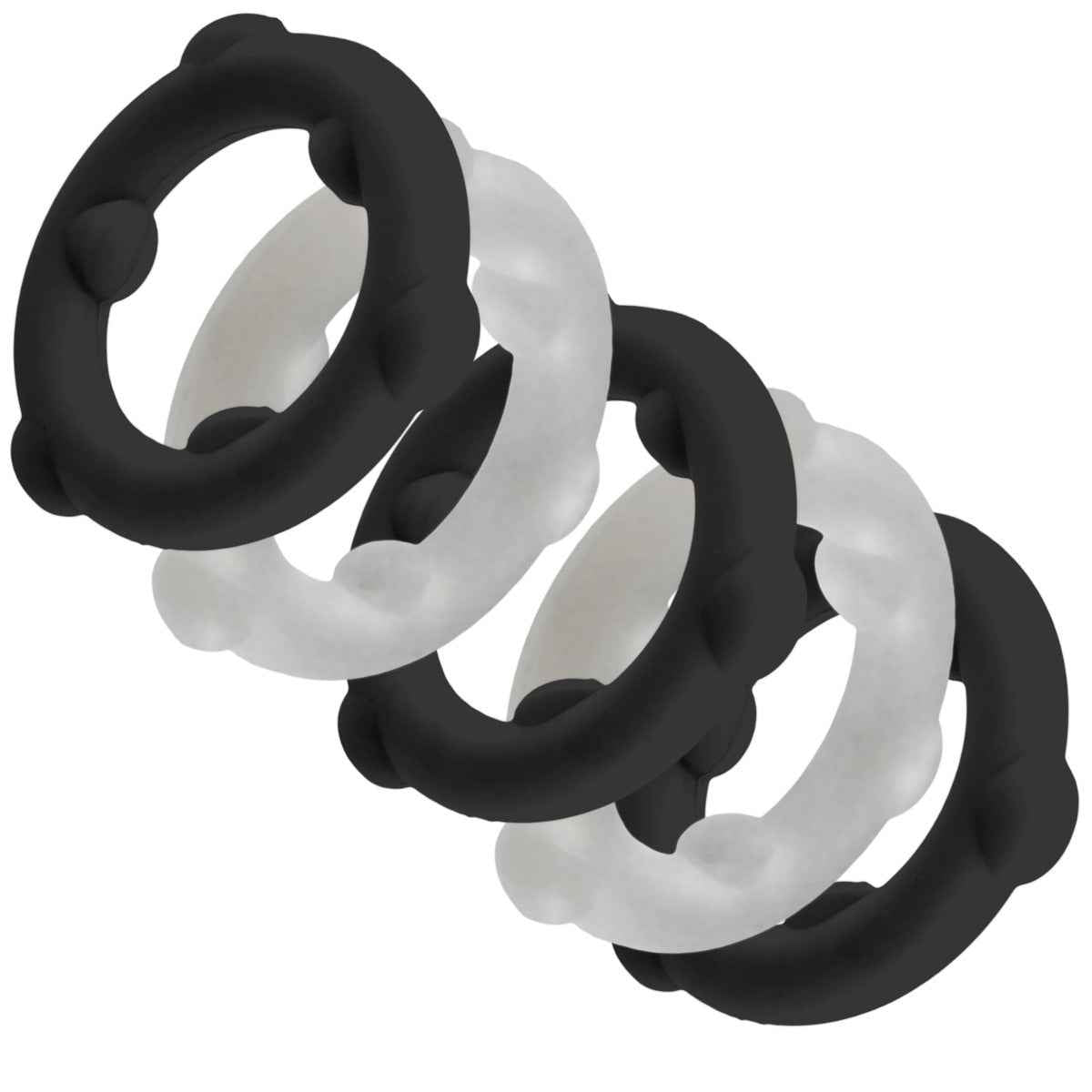 Gearheads 5 Pack Cock Rings - Black//Vapor