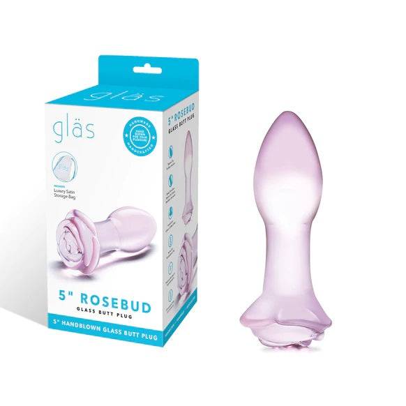 Glas 5Inch Rosebud Glass Butt Plug - Adult Outlet