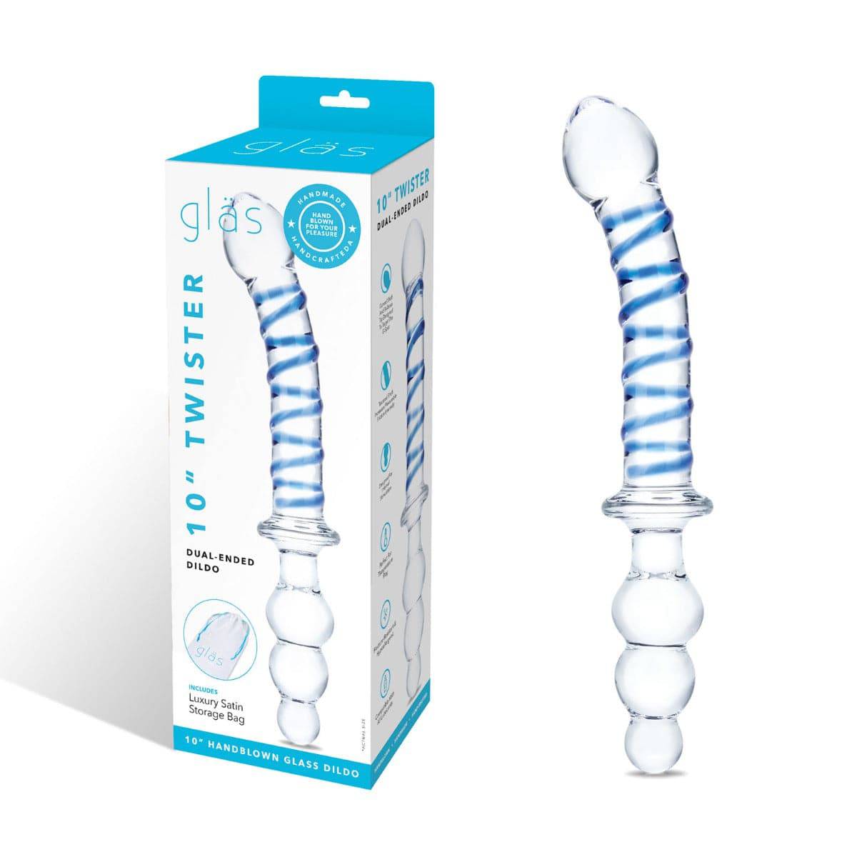 Glas 10Inch Twister Dual Ended Dildo - Adult Outlet