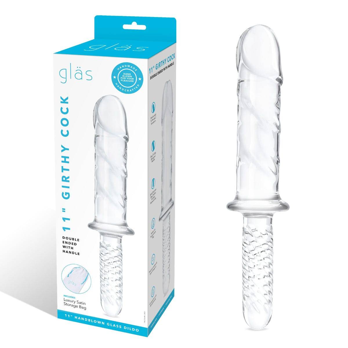 Glas 11Inch Girthy Cock Double Ended With Handle Grip - Adult Outlet