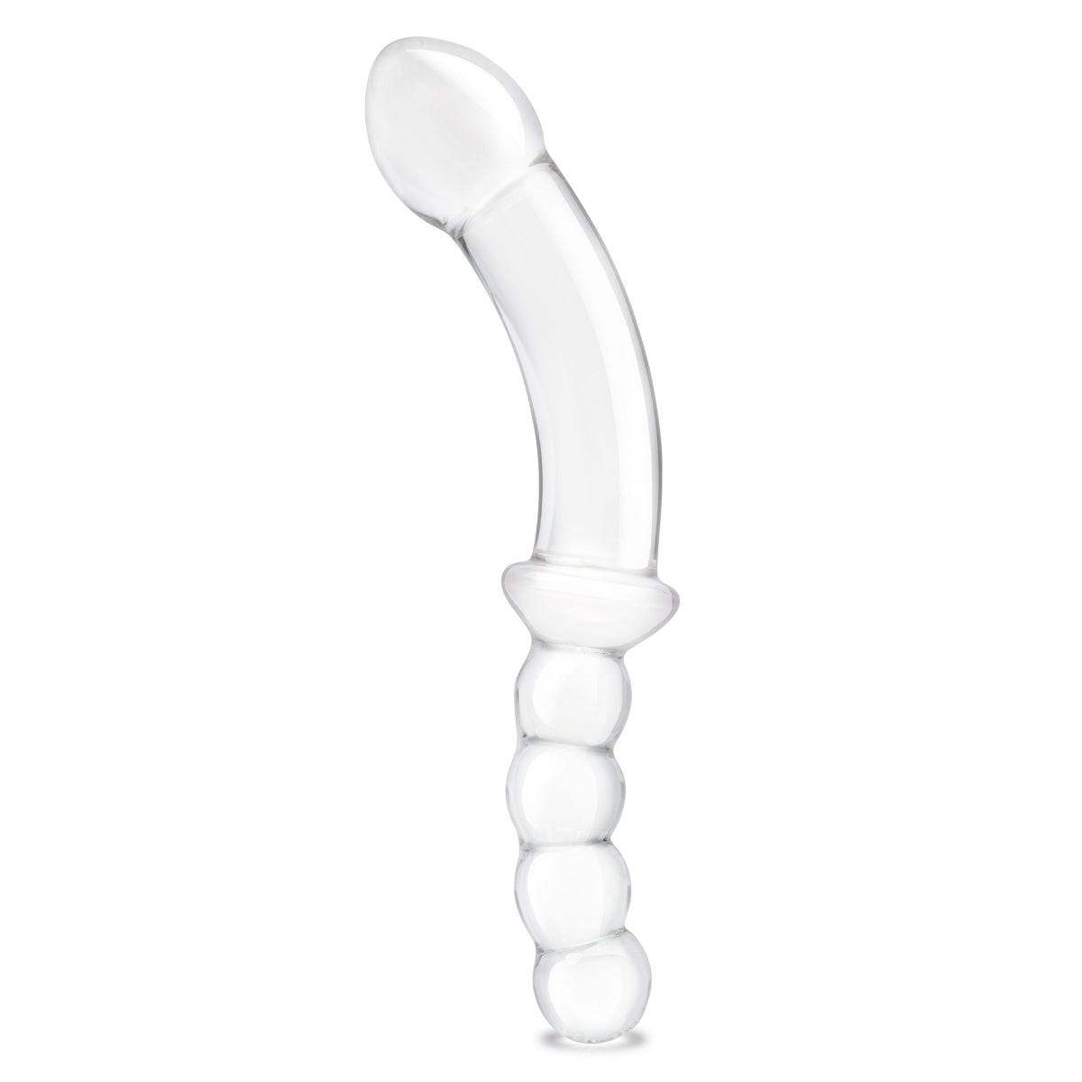 Glas 12.5Inch Girthy Double Sided Dong With Anal Bead Grip Handle - Adult Outlet