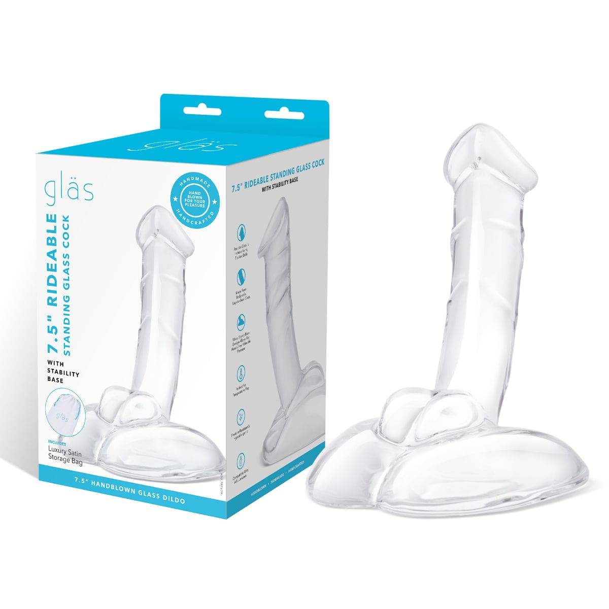 Glas 7.5Inch Rideable Standing Glass Cock With Stability Base - Adult Outlet