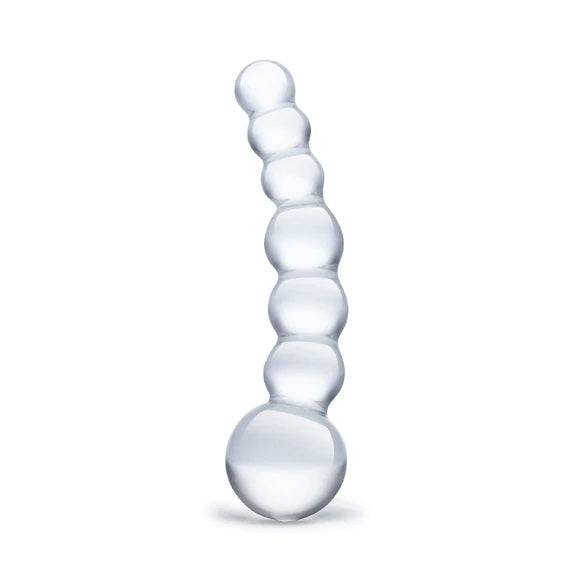 Glas 5Inch Curved Glass Beaded Dildo Clear - Adult Outlet