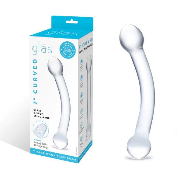 Glas 7Inch Curved Glass G Spot Double Ended Dildo Clear - Adult Outlet