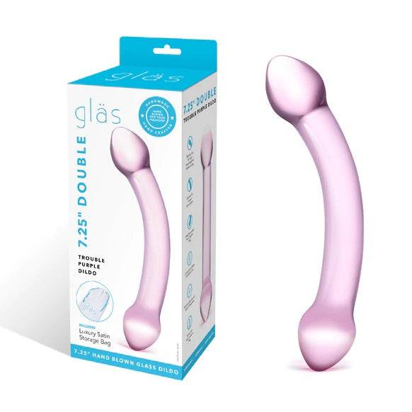 Glas 7.25Inch Double Trouble Dildo Purple - Adult Outlet