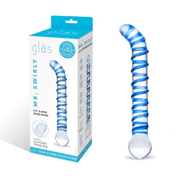 Glas 6.5Inch Mr Swirly G Spot Glass Dildo Clear - Adult Outlet