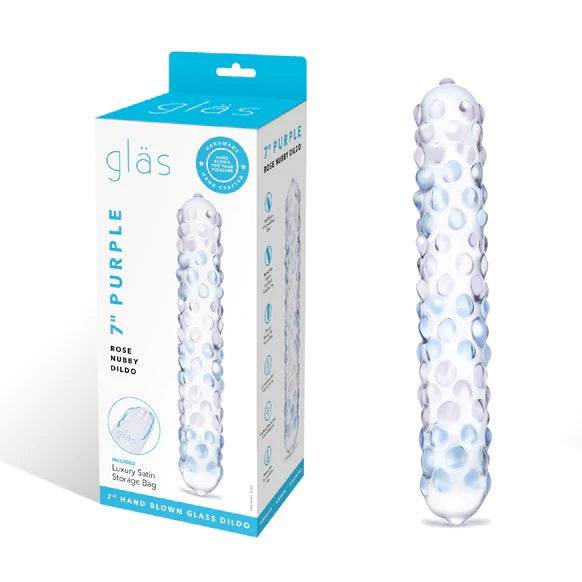 Glas 7Inch Rose Nubby Dildo Purple - Adult Outlet