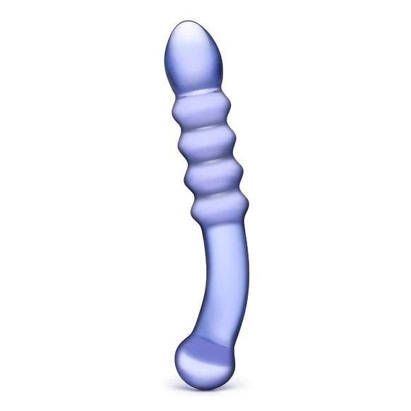 Glas 9Inch Purple Rain Ribbed Dildo - Adult Outlet