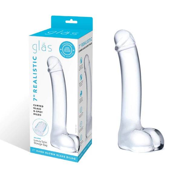 Glas 7Inch Realistic Curved Dildo Clear - Adult Outlet