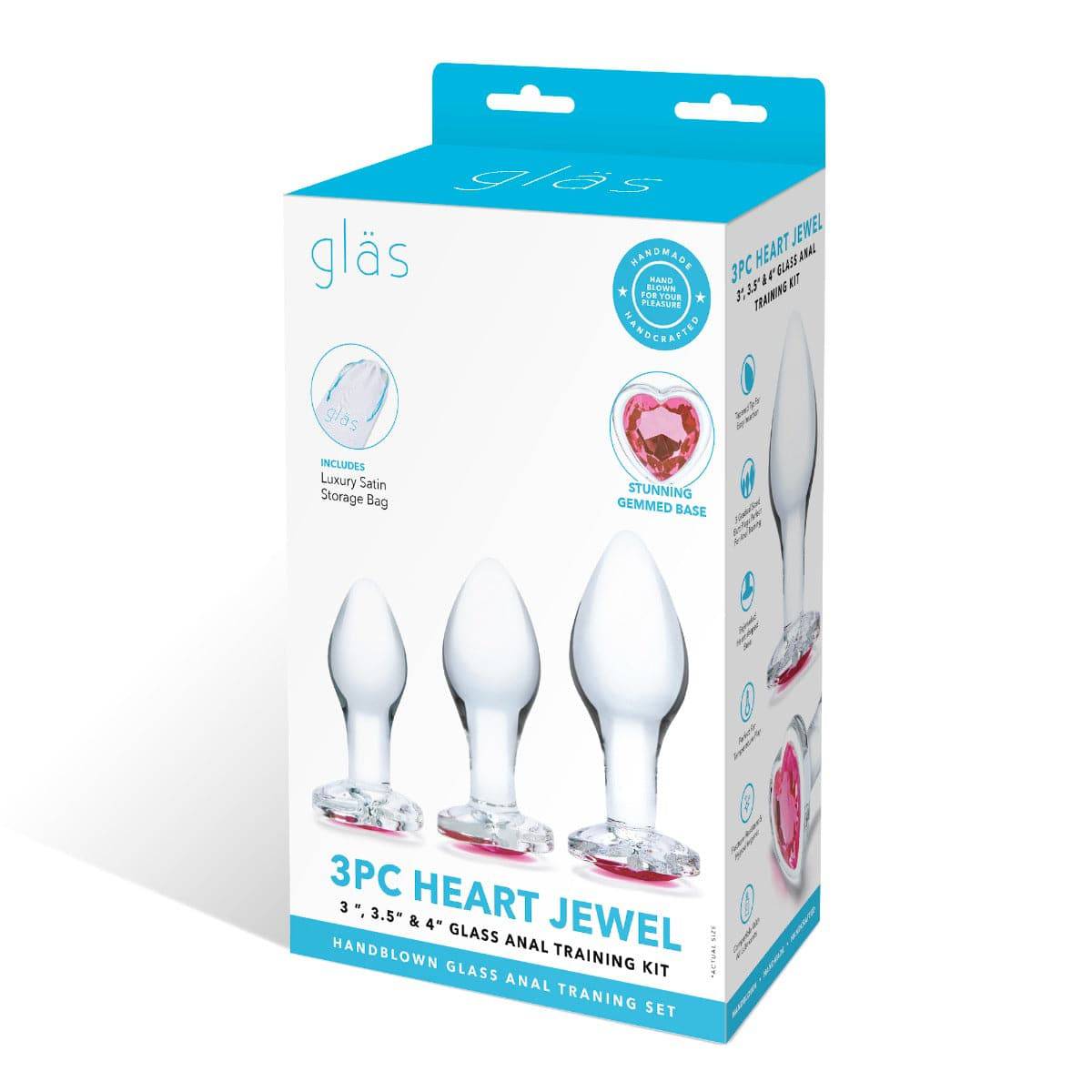 Glas 3Pc Heart Jewel Anal Training Kit - Adult Outlet