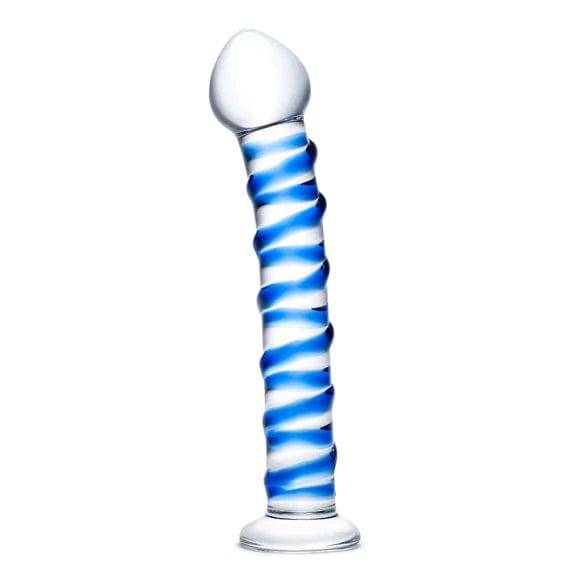 Glas 7.5Inch Spiral Glass Dildo Blue - Adult Outlet