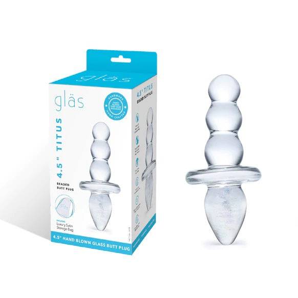 Glas 4.5Inch Titus Beaded Dildo Clear - Adult Outlet