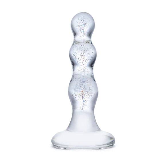 Glas 4Inch Triple Play Beaded Butt Plug Clear - Adult Outlet