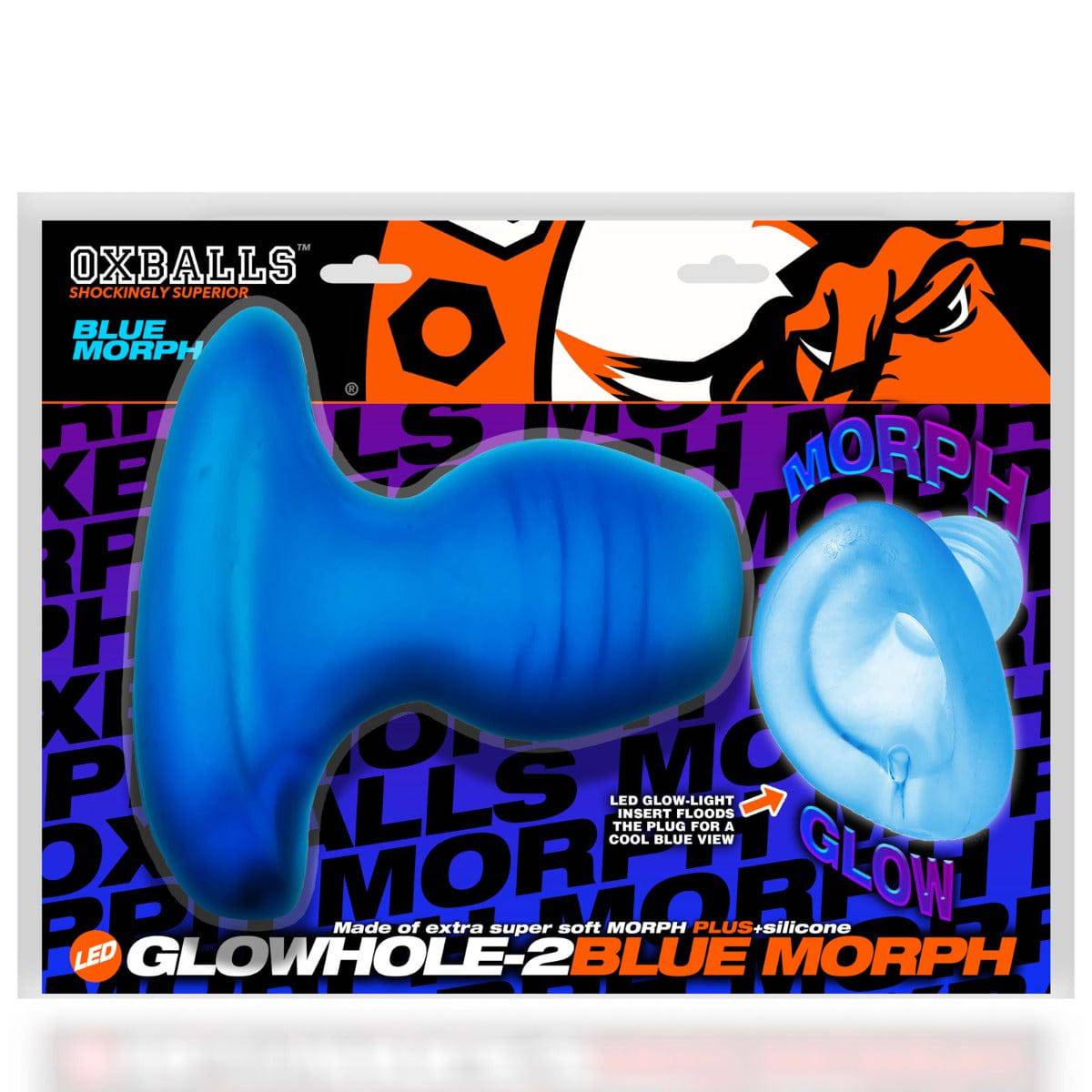 Oxballs Glowhole 2 Hollow Buttplug With Led Insert Blue Morph Large - Adult Outlet