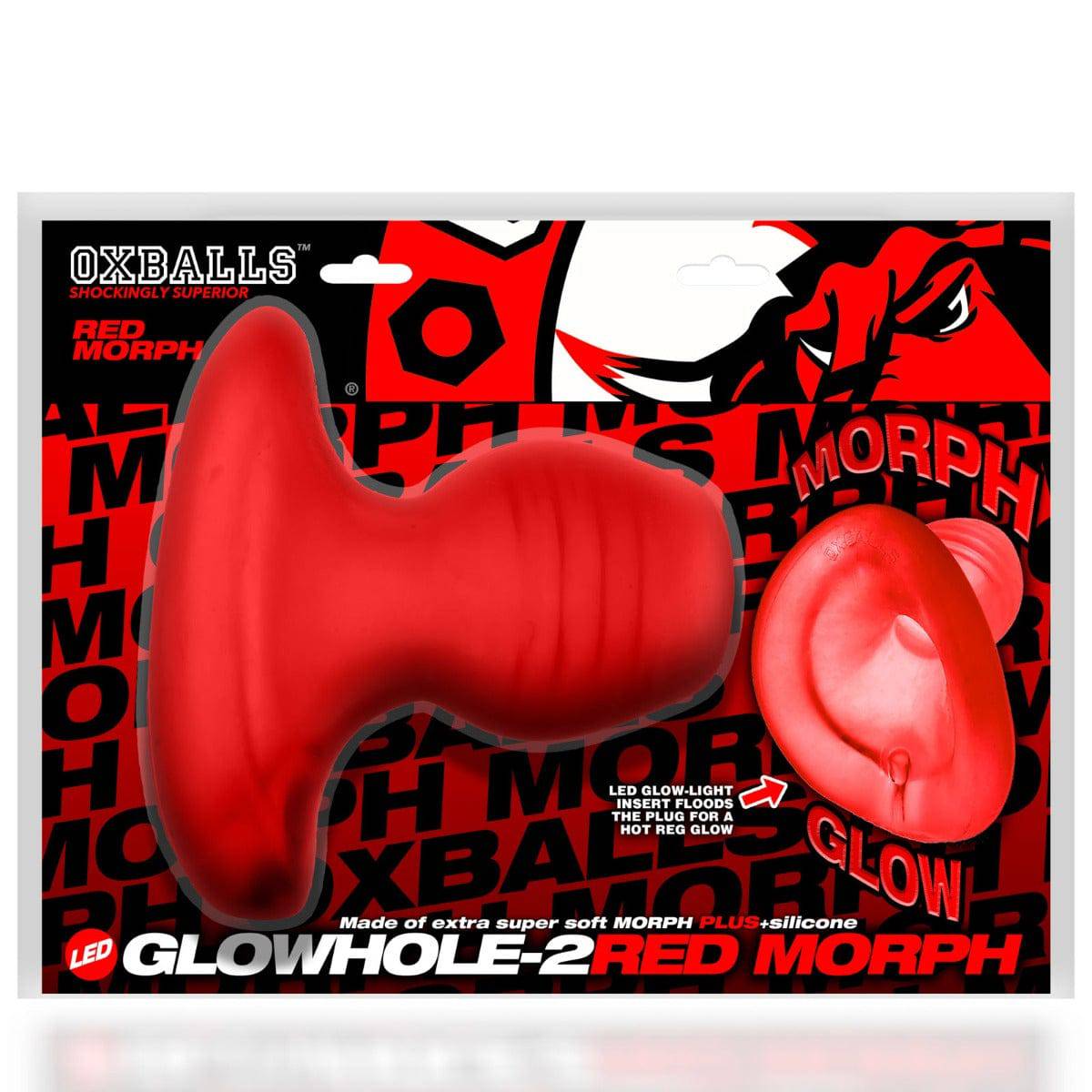 Oxballs Glowhole 2 Hollow Buttplug With Led Insert Red Morph Large - Adult Outlet