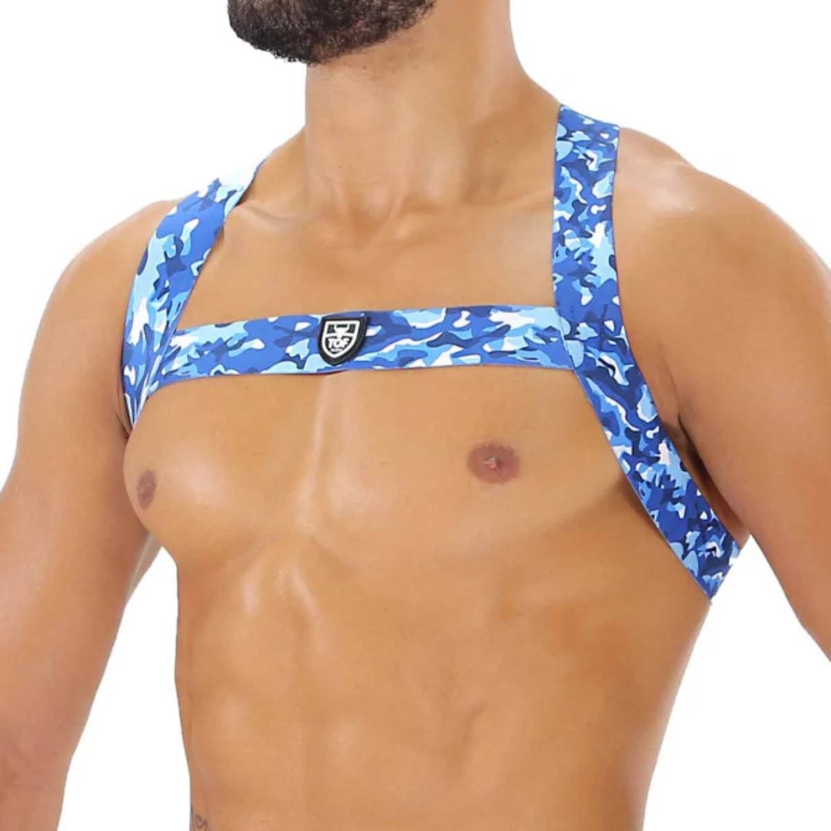 Fetish Elastic Harness Blue Camouflage - Size : XS/S - Adult Outlet