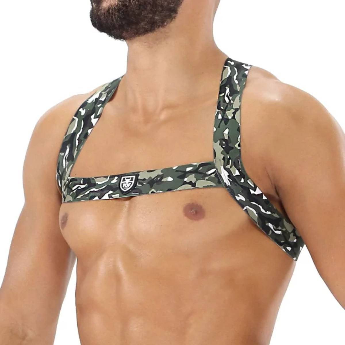 Fetish Elastic Harness Khaki Camouflage - Size : XS/S - Adult Outlet