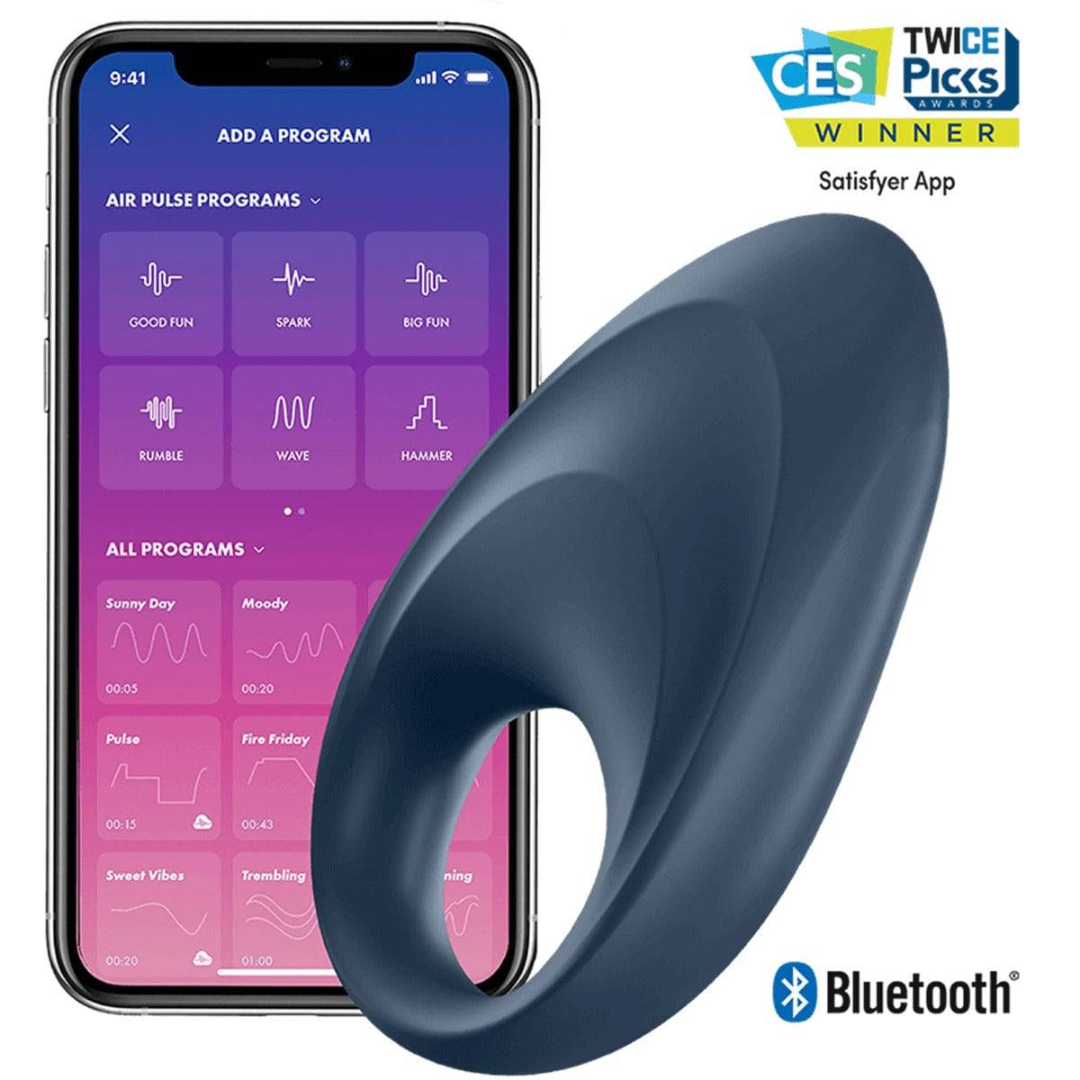 Satisfyer Mighty One Ring Vibrator Blue - Adult Outlet