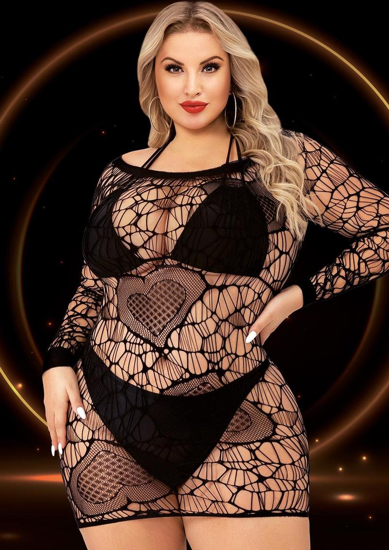 Long Sleeve Mini Dress Black Q - Adult Outlet