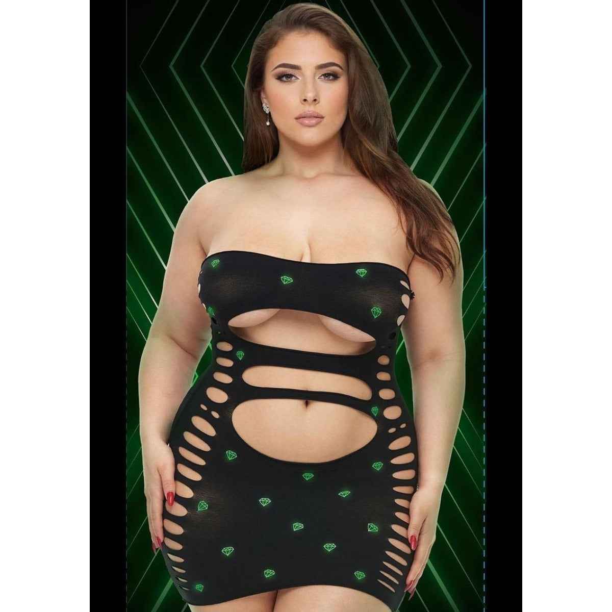 Lapdance Midnight Diamond Cutout Mini Dress Glow In The Dark QS