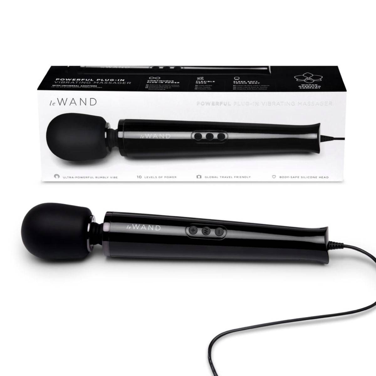 Le Wand Plugin Massager Wand Black - Adult Outlet