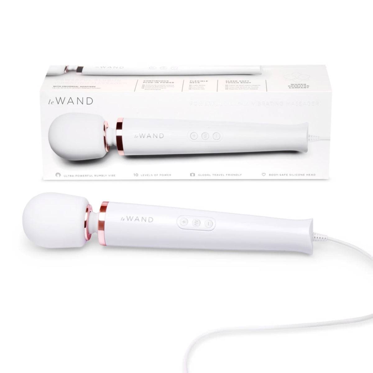 Le Wand Plugin Massager Wand White - Adult Outlet