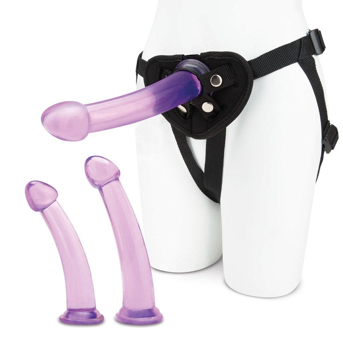 Lux Fetish Size Up 4Pc Dildo & Harness Pegging Training Set - Adult Outlet