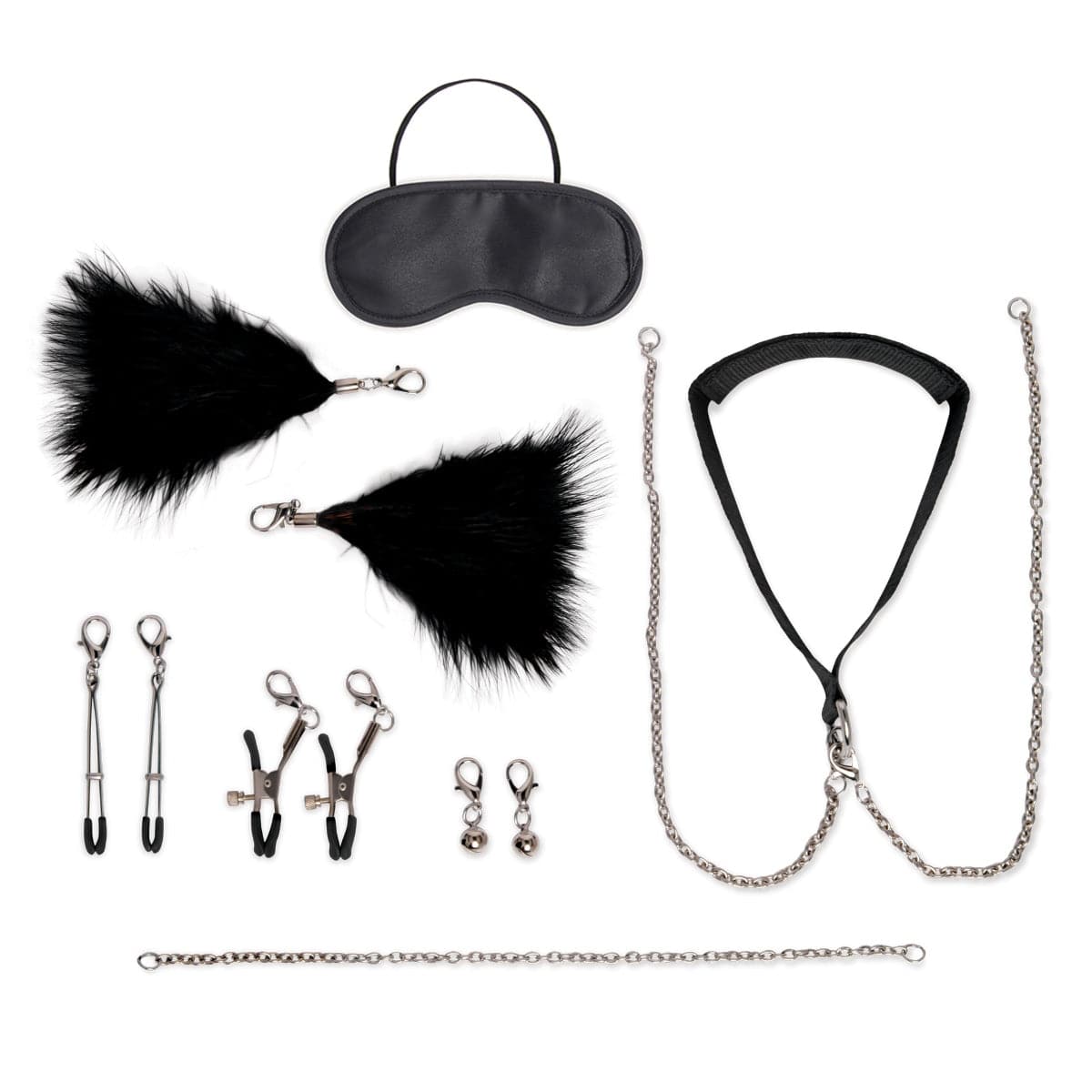 Lux Fetish 12 Piece Interchangeable Collar & Nipple Clips Set - Adult Outlet