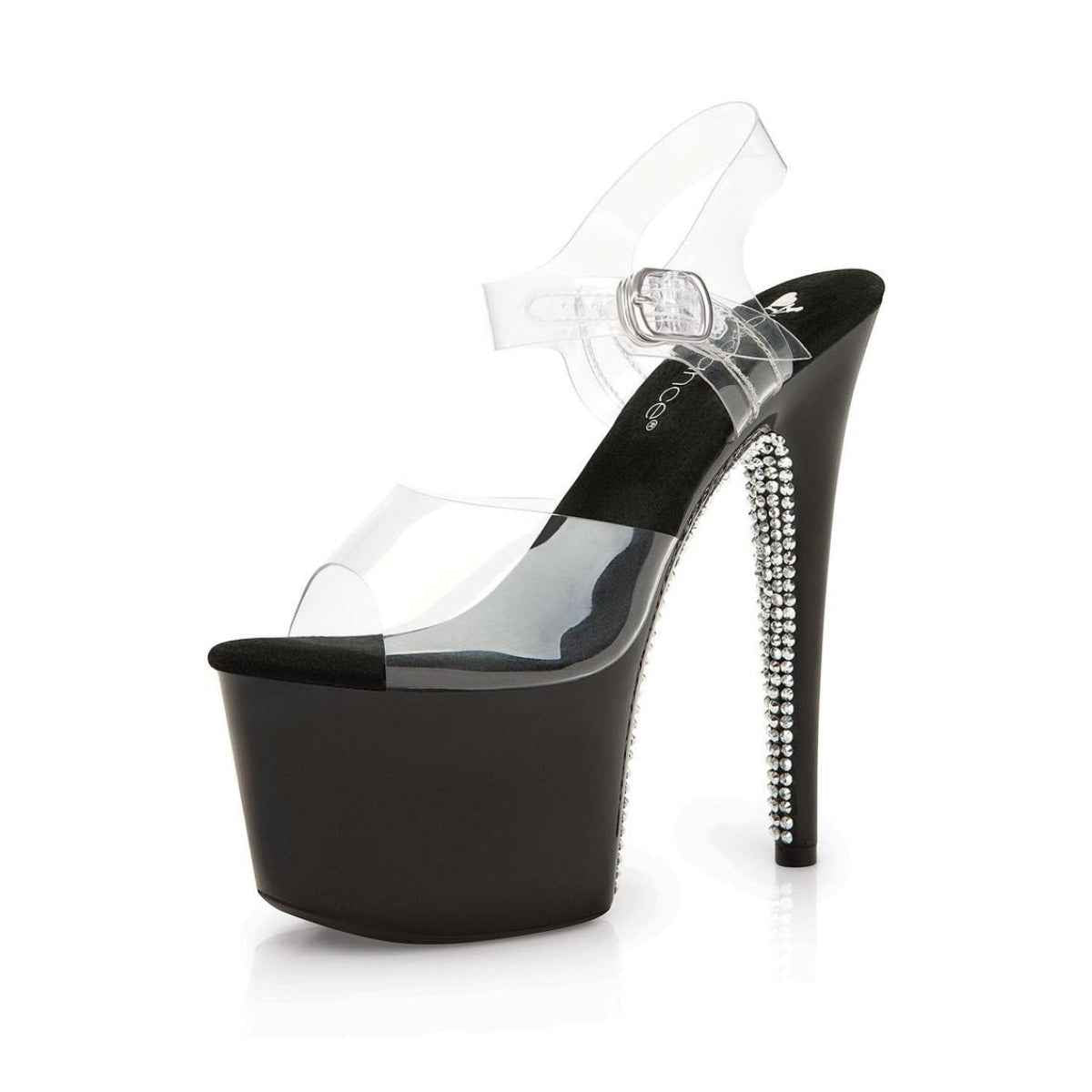 PLATFORM SANDAL WITH CLEAR STRAP AND HALF RHINESTONE Size 7