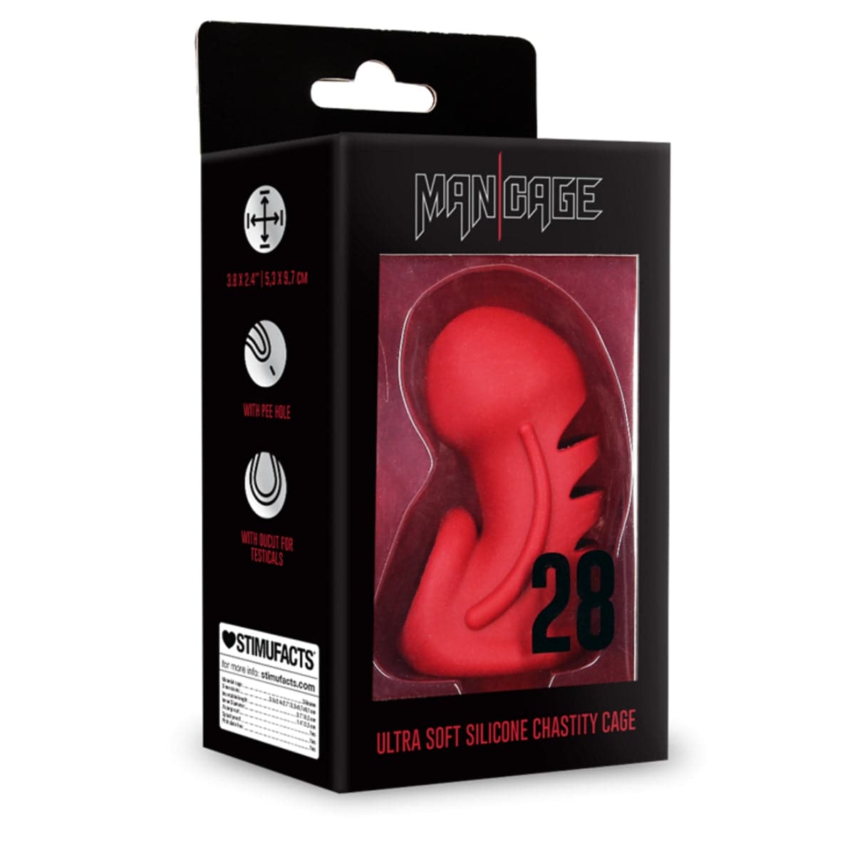 Model 28 Ultra Soft Silicone Chastity Cage Red - Adult Outlet