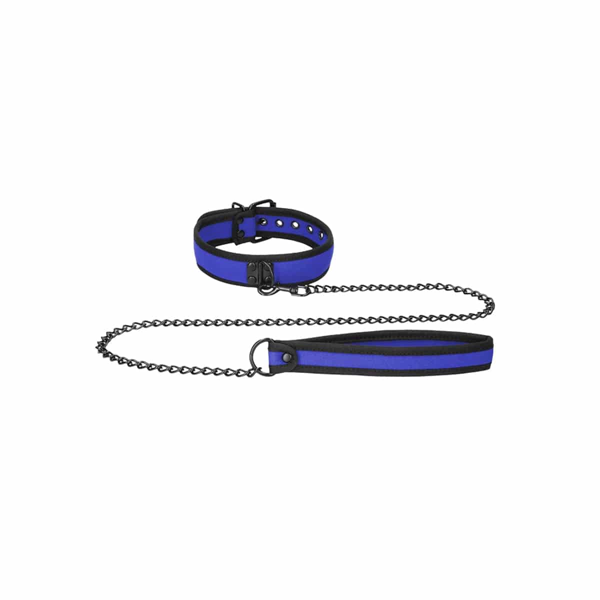 Ouch Neoprene Puppy Play Collar With Leash Blue - Adult Outlet