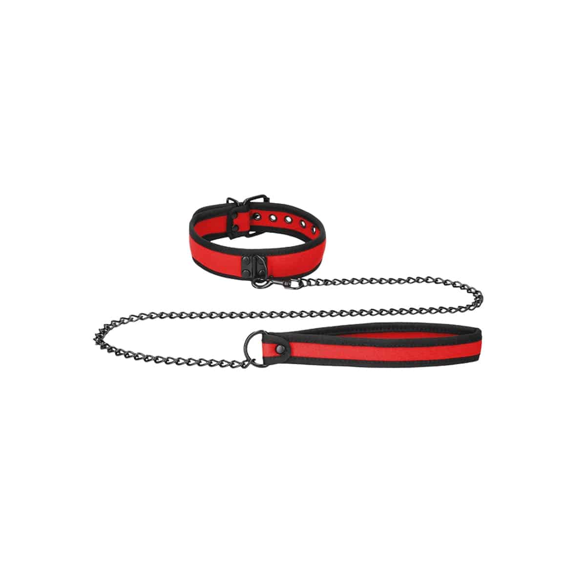 Ouch Neoprene Puppy Play Collar With Leash Red - Adult Outlet