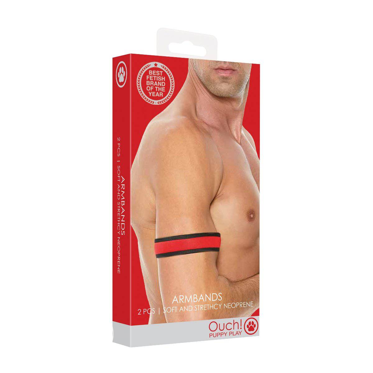 Ouch Neoprene Puppy Play Bracelets Red - Adult Outlet