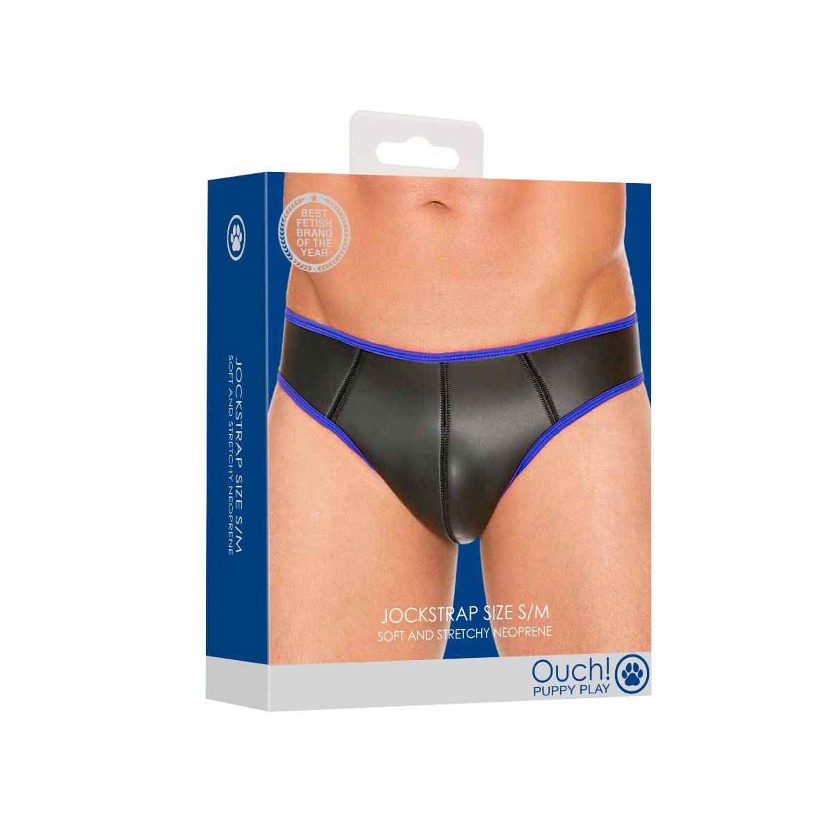 Ouch Neoprene Open Back Jockstrap S/M Blue - Adult Outlet