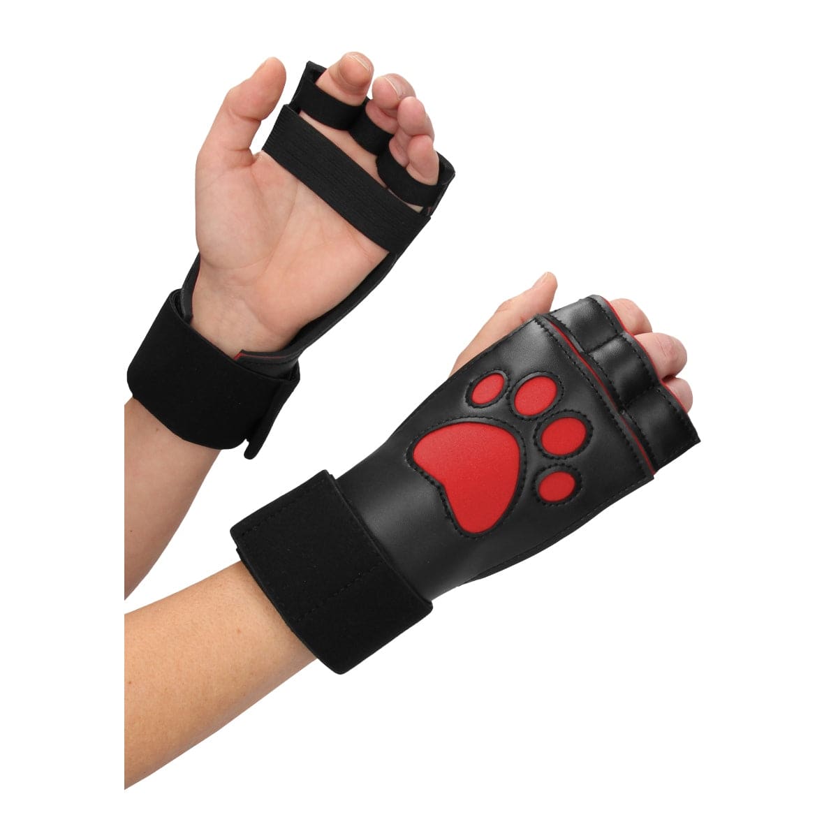 Ouch Neoprene Puppy Paw Gloves Red - Adult Outlet