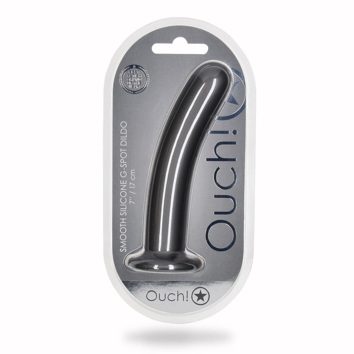 Ouch Smooth Silicone G Spot Dildo 7Inch Metallic Grey - Adult Outlet