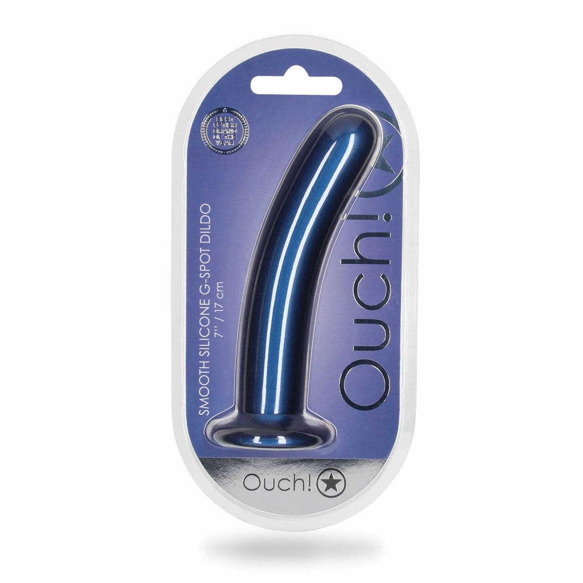 Ouch Smooth Silicone G Spot Dildo 7Inch Metallic Blue - Adult Outlet